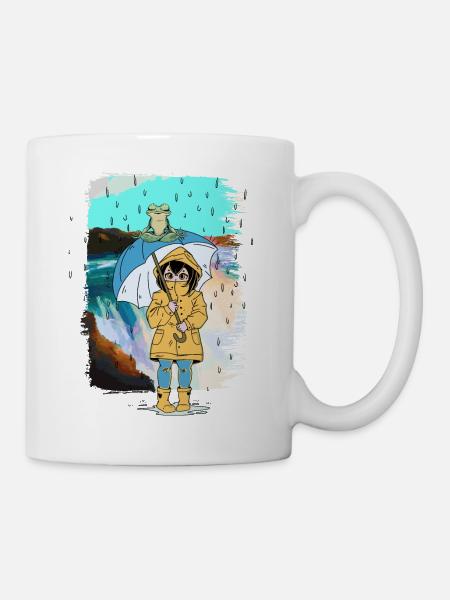 Frog, Girl, Rain, Weather, Toad, Child - Mug - white