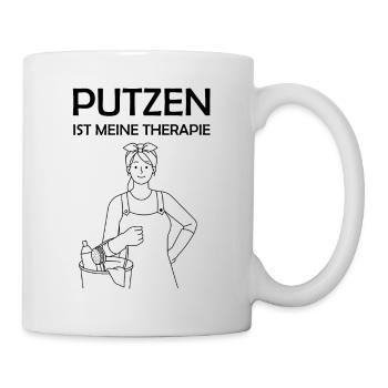 Putzen ist meine Therapie lustige Putzfrau Sprüche - Tasse - Weiß - Rechts