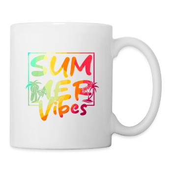 Summer Vibes Bunte Palme Retro Sommer - Tasse - Weiß - Rechts