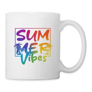 Summer Vibes Bunte Palme Retro Sommer - Tasse - Weiß - Rechts
