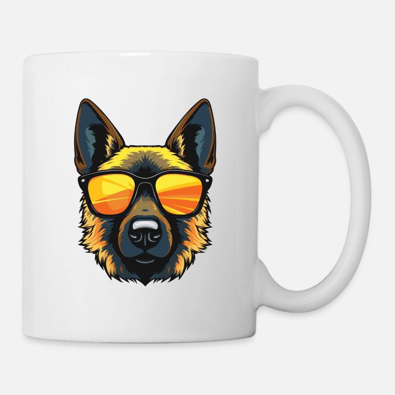 Schäferhund Hund Kopf Cool - Tasse - Weiß