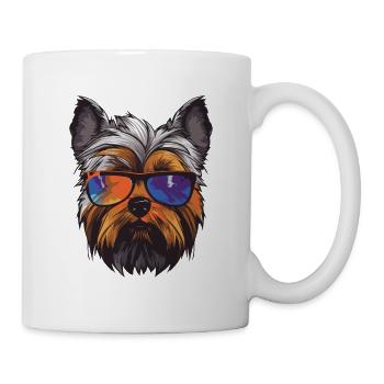 Yorkshire Terrier Hund Kopf Cool - Tasse - Weiß - Rechts