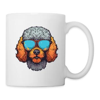Pudel Hund Kopf Cool - Tasse - Weiß - Rechts