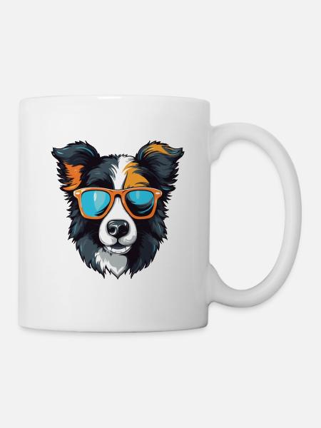 Border Collie Tête De Chien Cool - Mug blanc - blanc