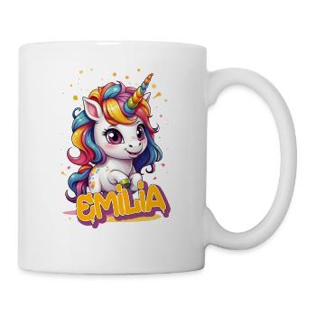 EMILIA - Beau prénom de fille avec une jolie licorne - Mug blanc - blanc - Droite