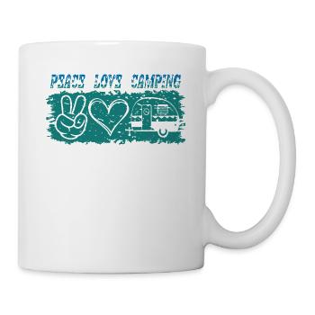 PEACE LOVE CAMPING. Outdoor, Holiday, Leisure, - Mug - white - Right