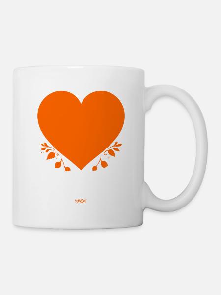 Das orangefarbene Herz - Tasse - Weiß