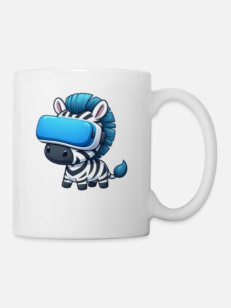 Zebra VR-Gamer: Digitales Abenteuer - Tasse - Weiß