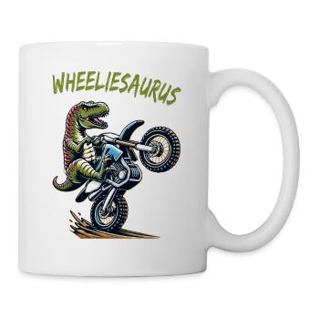 Wheelie Dinosaur Moto Motocross Dino Enfants - Mug blanc - blanc - Droite