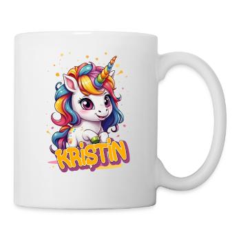 KRISTIN - Schöner Mädchen Name mit süßem Einhorn - Tasse - Weiß - Rechts