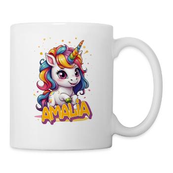 AMALIA - Schöner Mädchen Name mit süßem Einhorn - Tasse - Weiß - Rechts