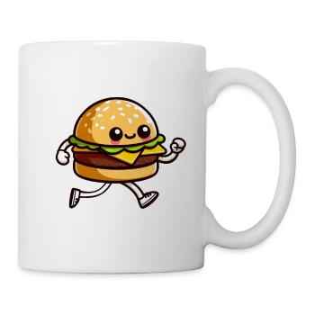Fast Food Cute Burger Running Funny Junk Food - Mug - white - Right