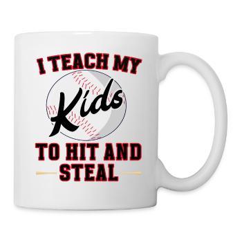 Baseball J’apprends à mes enfants à frapper et à voler - Mug blanc - blanc - Droite