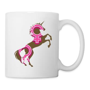 Weibliches Symbol Einhorn T-Shirt Magisches Einhorn-Wortspiel - Tasse - Weiß - Rechts