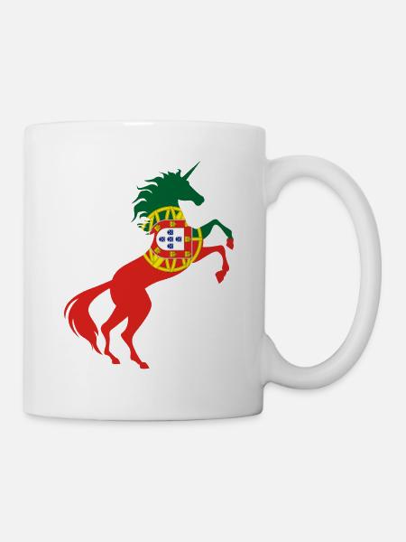 Einhorn Portugal Flagge T-Shirt Magisches Einhorn - Tasse - Weiß