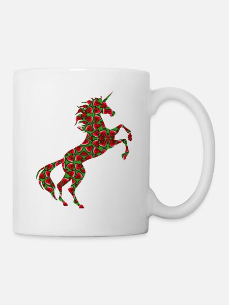 Wassermelone Einhorn TShirt Tropische Pflanze Magisch - Tasse - Weiß