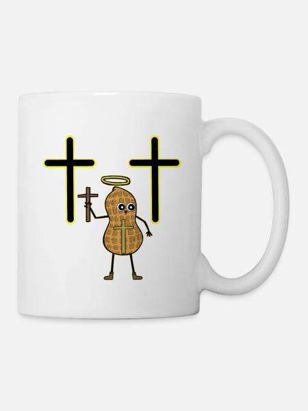 Erdnuss Heiligenschein Kreuze Kreuz Kruzifix - Tasse - Weiß