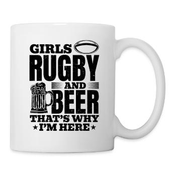 Girls Rugby et bière, c’est pour ça que je suis là - Rugby - Mug blanc - blanc - Droite