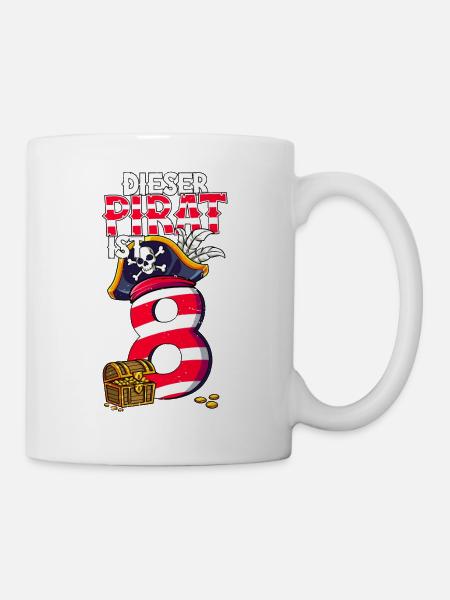 8. Geburtstag Piraten - Tasse - Weiß