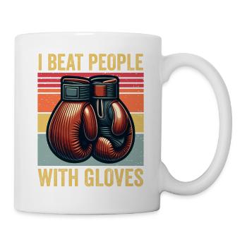 Ich Schlage Leute Mit Handschuhen Boxen Liebhaber Jahrgang - Tasse - Weiß - Rechts