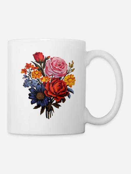 Blumenstrauß - Tasse - Weiß