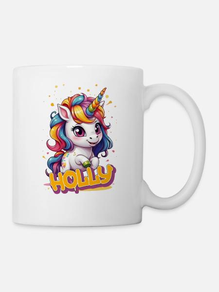 HOLLY - Schöner Mädchen Name mit süßem Einhorn - Tasse - Weiß
