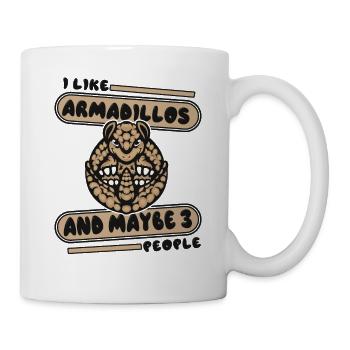 J’aime les tatous et peut-être 3 personnes fée rose - Mug blanc - blanc - Droite