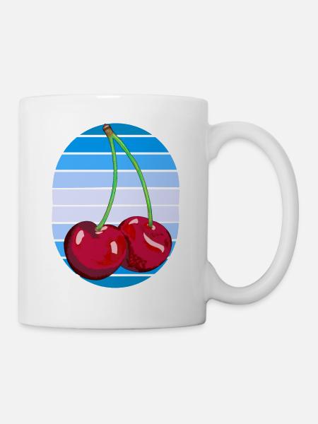 Rockabilly Retro Vintage Kirschen Kirsche Obst - Tasse - Weiß