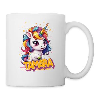 TAMARA - Schöner Mädchen Name mit süßem Einhorn - Tasse - Weiß - Rechts