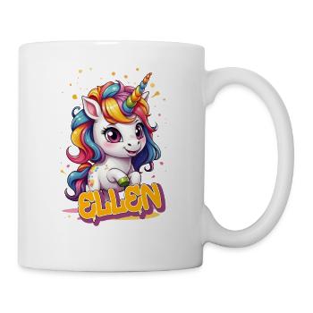 ELLEN - Schöner Mädchen Name mit süßem Einhorn - Tasse - Weiß - Rechts