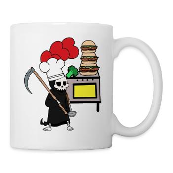 Sensenmann Tod Koch Halloween kochen Sense - Tasse - Weiß - Rechts