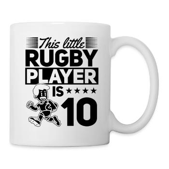 This little Rugby player is 10 Years 10th Birthday - Tasse - Weiß - Rechts
