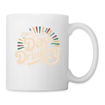 La vie est meilleure avec Day Drinking Funny Alcohol 80s - Mug blanc - blanc - Droite