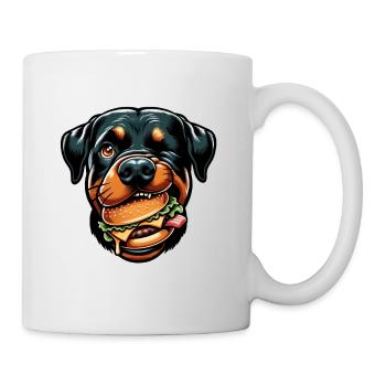 Rottweiler avec hamburger cheeseburger - Mug blanc - blanc - Droite