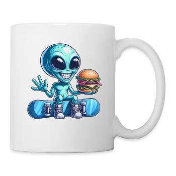 Alien Snowboarder Hamburger Restauration Rapide - Mug blanc - blanc - Droite