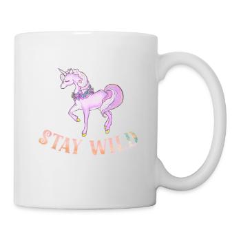 Rester sauvage drôle mignon rose licorne équitation jeu de mots - Mug blanc - blanc - Droite