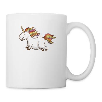 Niedliches und kurviges Einhorn-T-Shirt - Lustiges molliges Mädchen - Tasse - Weiß - Rechts