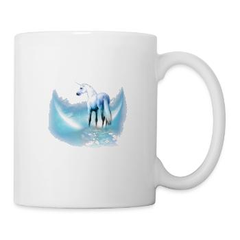 Wunderschönes blaues Einhorn T-Shirt Regenbogen magisches Wortspiel - Tasse - Weiß - Rechts