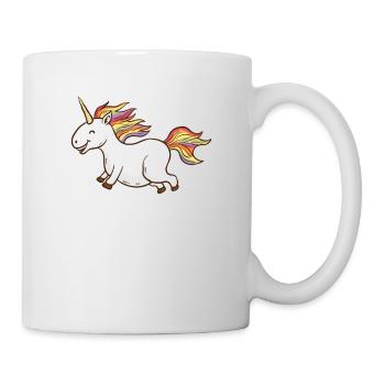 Niedliches und kurviges Einhorn-T-Shirt - Lustiges molliges Mädchen - Tasse - Weiß - Rechts