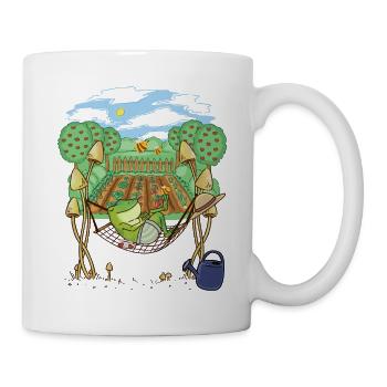 Frosch Gärtner Gartenarbeit Entspannung - Tasse - Weiß - Rechts