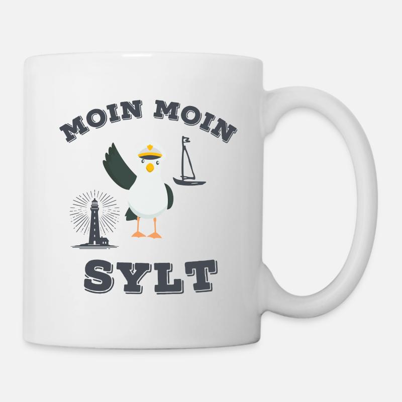 Moin Moin Sylt lustiger Nordsee Insel Möwen Spruch - Tasse - Weiß