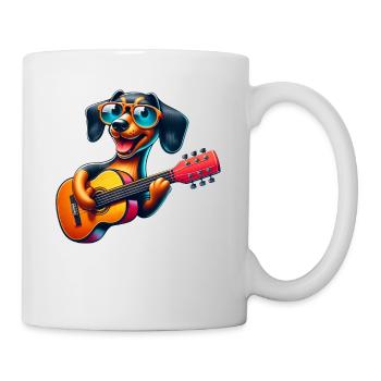 Dackel Gitarrist Gitarre Musik Hund - Tasse - Weiß - Rechts