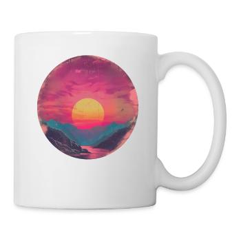 Rétro Coucher de soleil Extérieur Nature Montagne Années 80 Vintage - Mug blanc - blanc - Droite