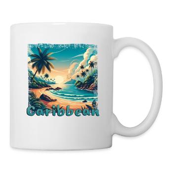 Karibischer Urlaub am Strand Amerika im Grunge-Sti - Tasse - Weiß - Rechts