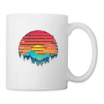Coucher de soleil forêt montagne Extérieur Rétro des années 80 Vintage 2 - Mug blanc - blanc - Droite