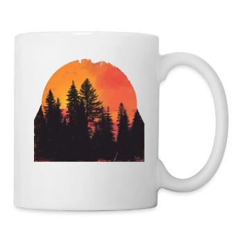 Sunset Forest Silhouette Extérieur Rétro Années 80 Vibe 2 - Mug blanc - blanc - Droite