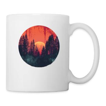 Sunset Forest Silhouette Extérieur Rétro Ambiance Années 80 - Mug blanc - blanc - Droite