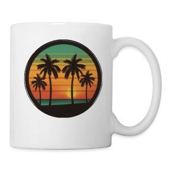 Sunset Palms Silhouette Rétro 80's Vintage Extérieur - Mug blanc - blanc - Droite