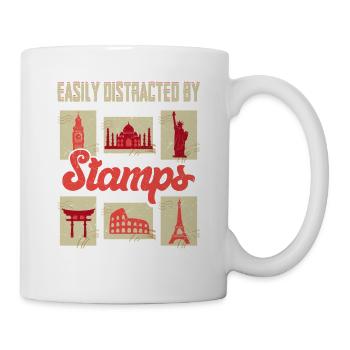 Distrait par les timbres : l’histoire d’un philatéliste - Mug blanc - blanc - Droite