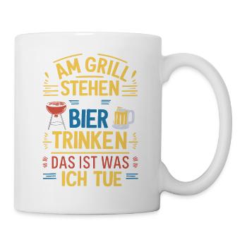 Standing at the Grill Drinking Beer Funny Grill Beer - Mug - white - Right